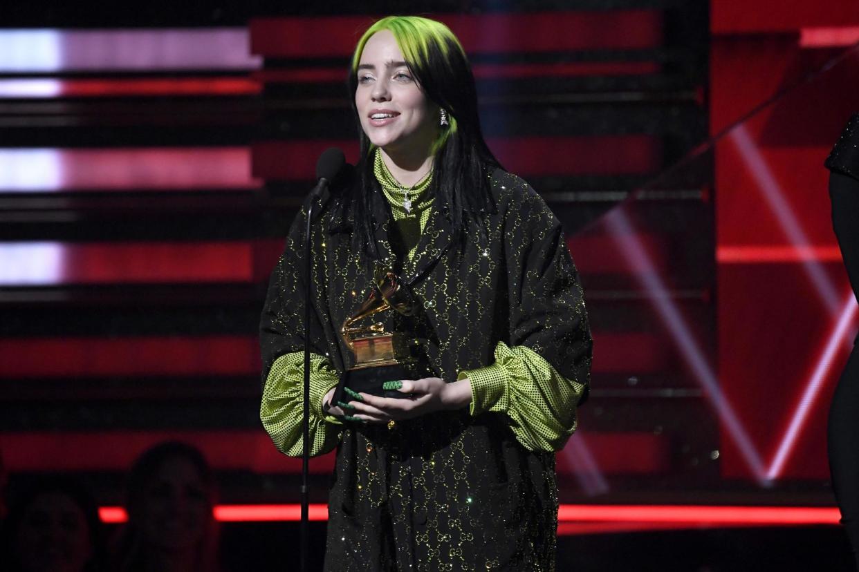 Billie Eilish accepts the Best New Artist award during the 62nd Annual Grammt Awards at Staples Center on 26 January 2020 in Los Angeles, California: Kevork Djansezian/Getty Images