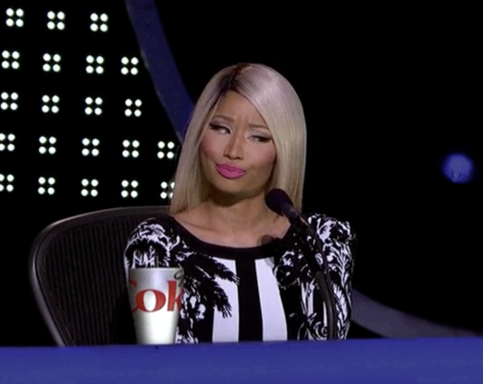 Nicki Minaj looking frustrated