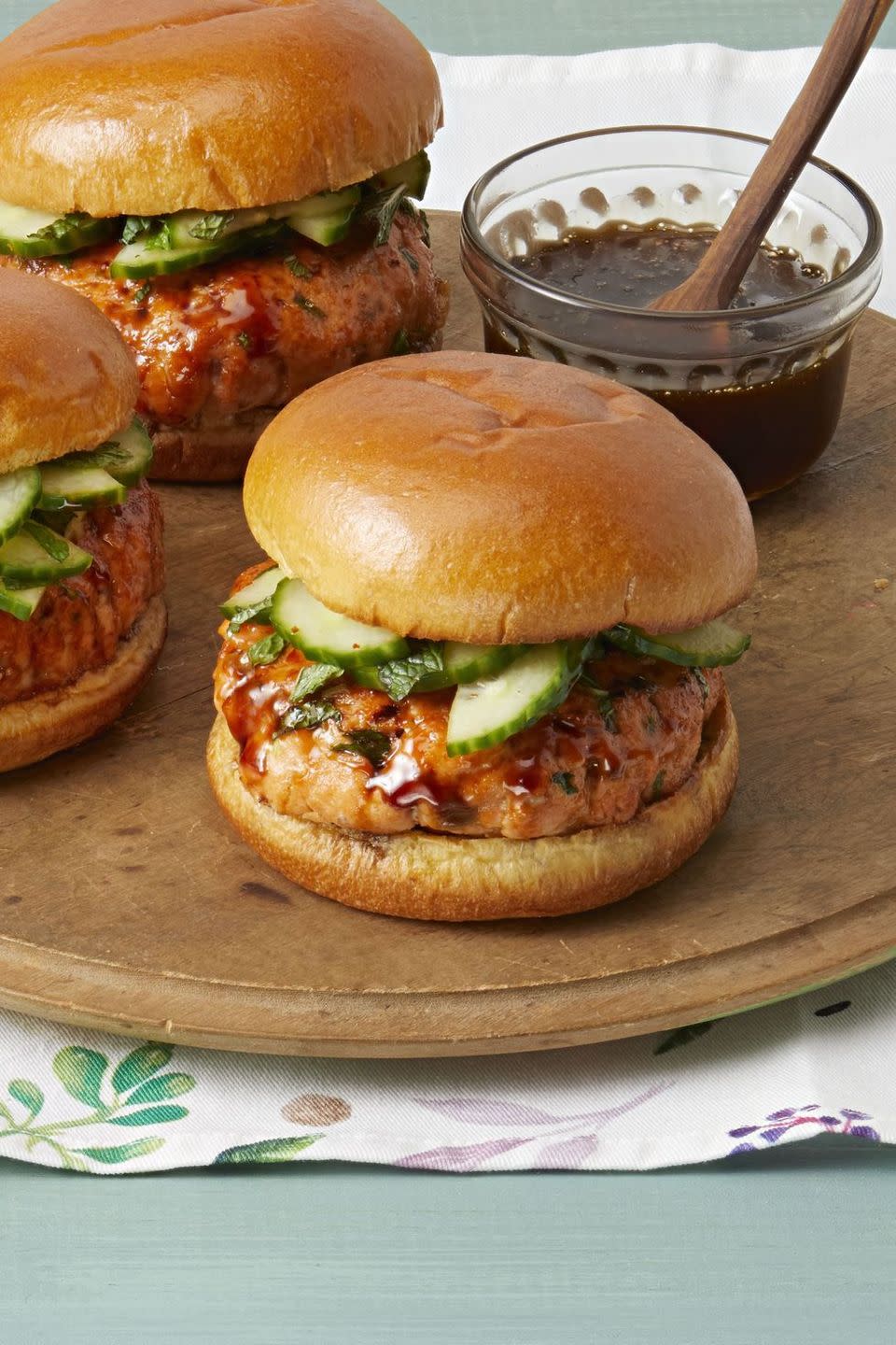 Salmon Burgers with Sesame-Soy Glaze