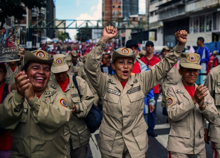 Venezuelan militias demonstrate their support to the government of President Nicolas Maduro, in Caracas, on August 14, 2017