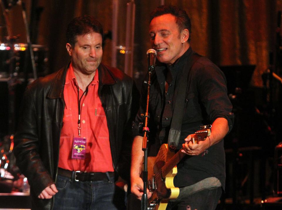 Bob Benjamin and Bruce Springsteen at the 2015 Bob's Birthday Bash of the Light of Day at the Paramount Theatre in Asbury Park.