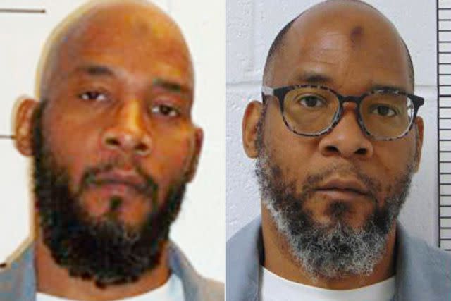 <p>Missouri Department of Corrections via AP; Missouri Department of Corrections</p> Marcellus Williams in mugshots taken in 2014 and 2023 during his more than 20-year incarceration.