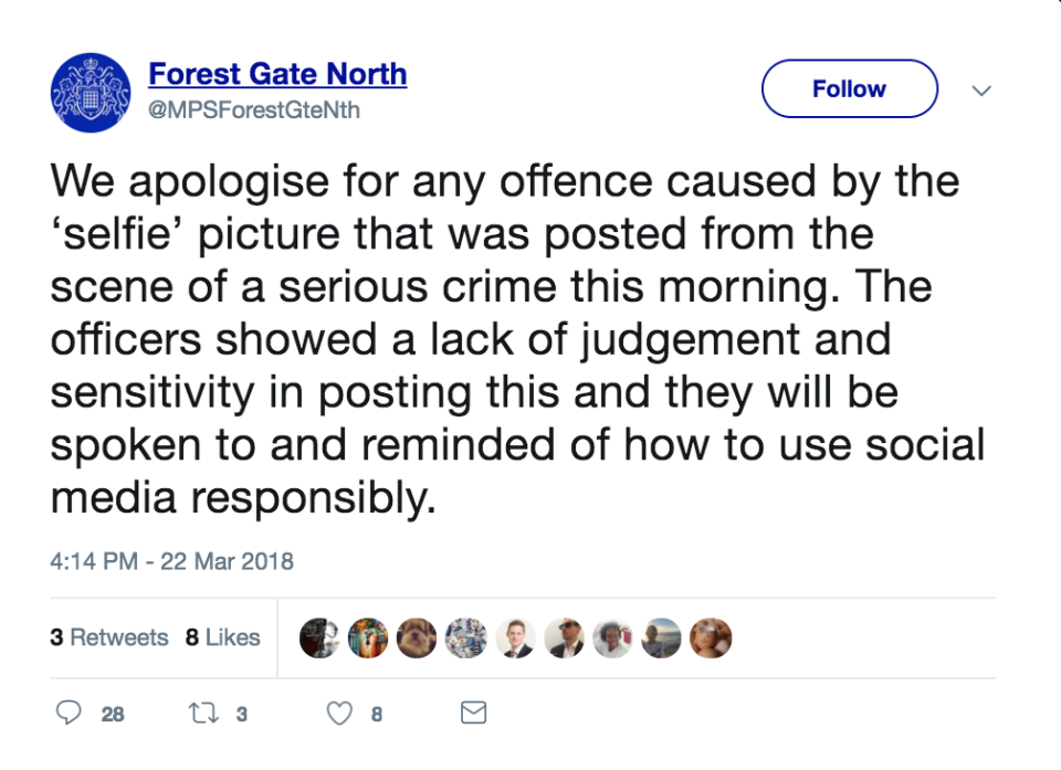 <em>The outcry has sparked an apology from police (Picture: Twitter/Met Police)</em>