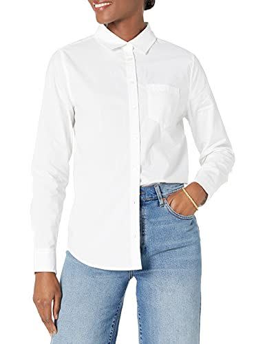 5) Women’s Classic-Fit Long-Sleeved Button-Down Poplin Shirt