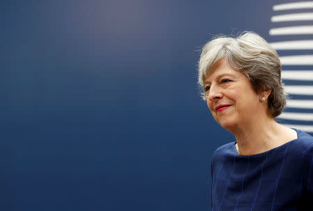 Britain's Prime Minister Theresa May arrives at an EU summit in Brussels, Belgium, October 17, 2017. REUTERS/Dario Pignatelli