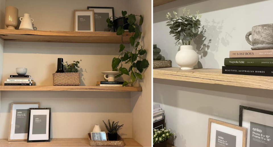 Shelves styled with Kmart products