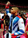 Louis Smith of Great Britain reacts after the men's qualification session for Artistic Gymnastics Men's Team on day one of the London 2012 Olympic Games at North Greenwich Arena on July 28, 2012 in London, England. (Photo by Mike Hewitt/Getty Images)