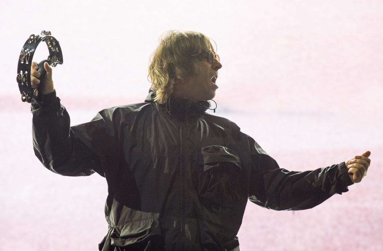 NEWPORT, ISLE OF WIGHT - SEPTEMBER 17: Liam Gallagher performs on stage at Isle Of Wight Festival 2021 at Seaclose Park on September 17, 2021 in Newport, Isle of Wight. (Photo by Mark Holloway/Redferns)