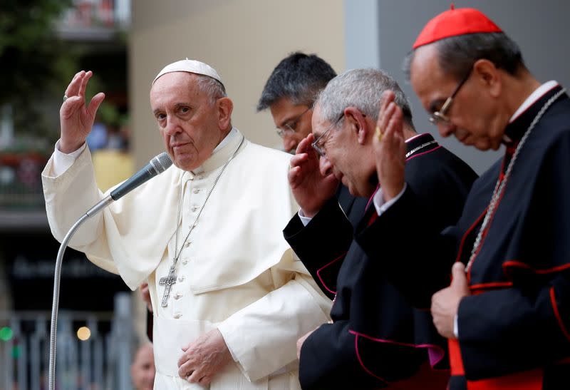 FILE PHOTO: Pope Francis visits the Roman parish of the Santissimo Sacramento on the outskirts of Rome