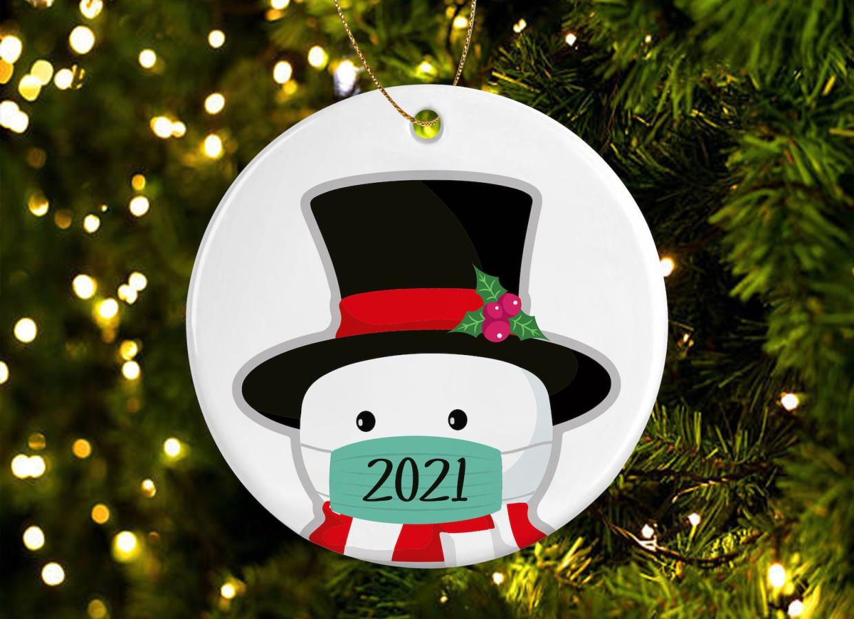 Masked Snowman Christmas Ornament