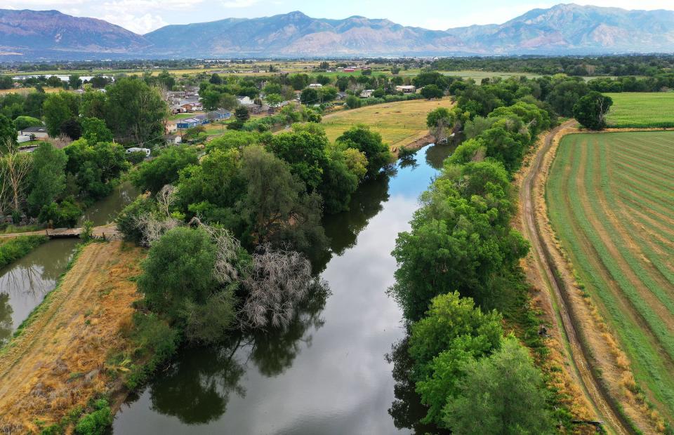 The Weber River and Warren Canal wind through Weber County on Wednesday, July 26, 2023. Brad Blanch is a West Weber resident who wants to lease several hundred acre-feet of water to benefit the Great Salt Lake. | Jeffrey D. Allred, Deseret News