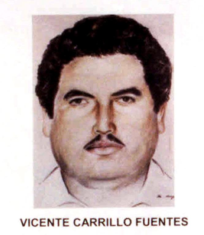 This handout sketch released by the Mexican Attorney General's Office on July 4, 2005 portrays suspected Juarez drug cartel leader Vicente Carrillo Fuentes, whom authorites announced on October 9, 2014 was captured