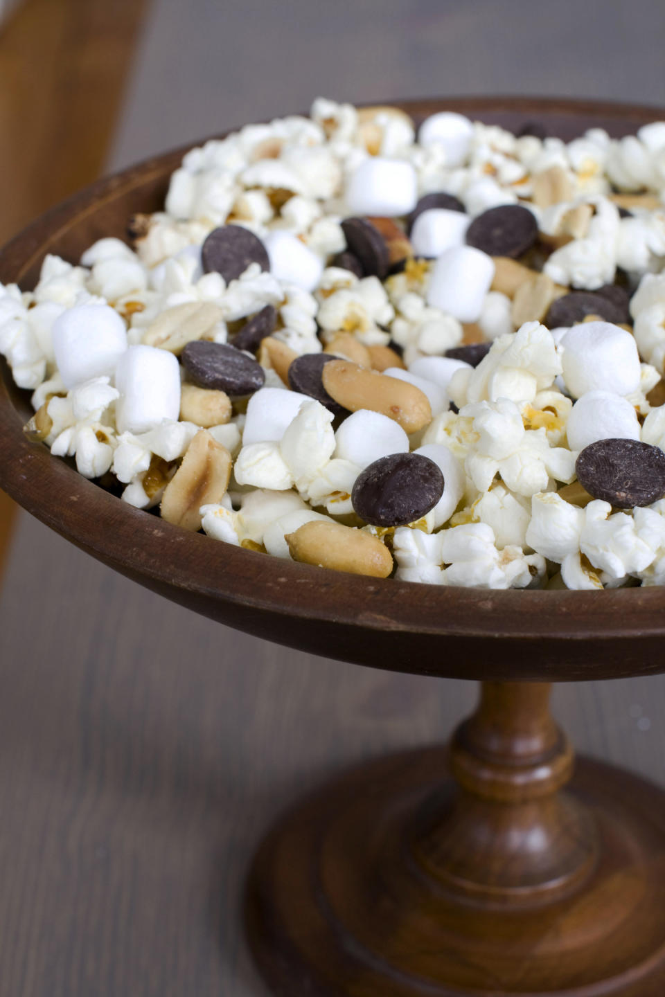 In this image taken on Jan. 28, 2013, the recipe for Stovetop Popcorn Many Ways with mini marshmallows, chocolate chips and salted peanuts is shown in Concord, N.H. (AP Photo/Matthew Mead)