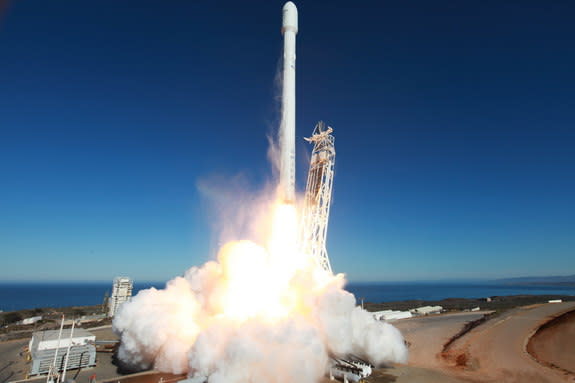 The upgraded Falcon 9 rocket lifted off from Vandenberg Air Force Base on a successful demonstration mission to deliver the CASSIOPE satellite to orbit. Launch took place on Sept. 29, 2013.