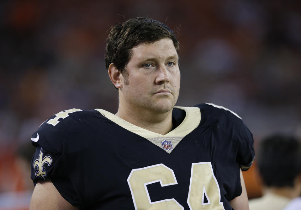 Retired Saints lineman Zach Strief is joining the broadcast booth in a role rarely filled by former athletes. (AP)