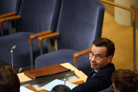 Moderates party leader Ulf Kristersson is seen before the vote in Riksdagen, Stockholm, Sweden, November 14, 2018. Pontus Lundahl/TT News Agency/via REUTERS