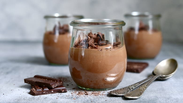 Chocolate mousse in glasses