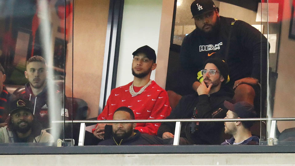 Ben Simmons at the Essendon game. (Photo by Michael Willson/AFL Photos via Getty Images)