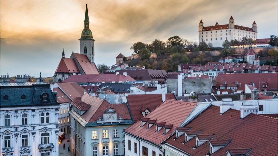 Old town of Bratislava at dusk, Bratislava, Slovakia