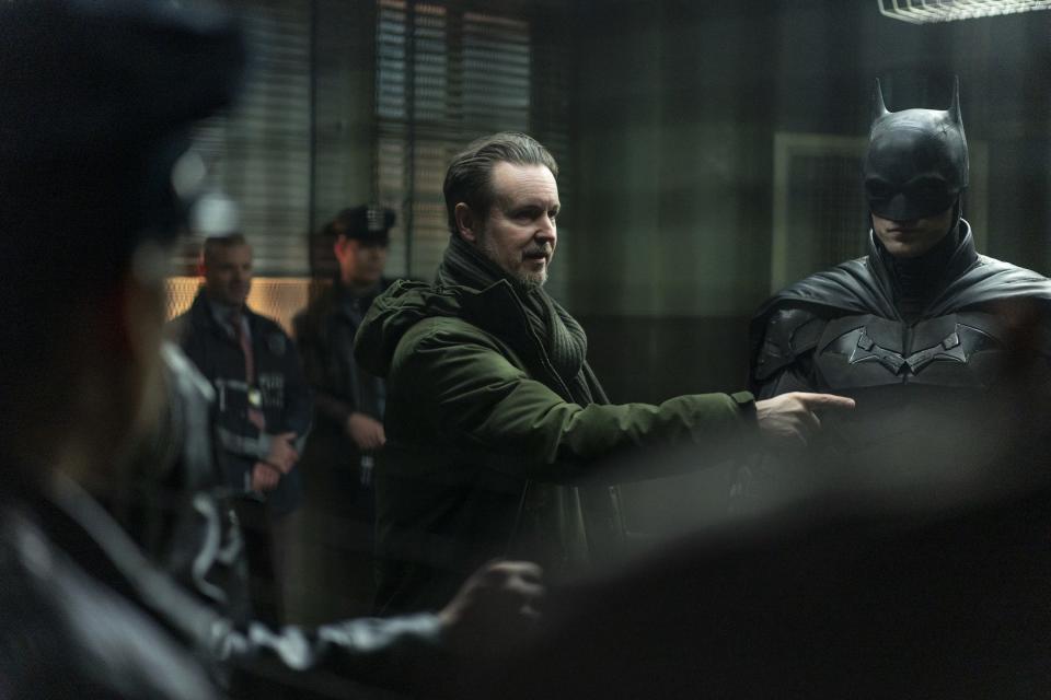 Matt Reeves and Robert Pattinson on set of "The Batman."