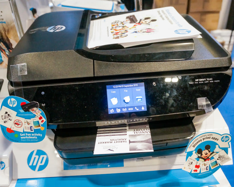 The HP ENVY 5640 e-All-In-One is going for S$199 at this show and comes with a S$20 CapitaVoucher,  one tri-color ink cartridge (worth S$30.40), two sets of HP Adv Glossy Photo Paper 4R, a limited edition Disney Vinyl Art figurine and a free trolley.That’s a great price for a printer that does up 9/14ppm (color/mono), has a scan resolution of up to 1200 dpi, and has a duty cycle of up to 1000 pages per month.