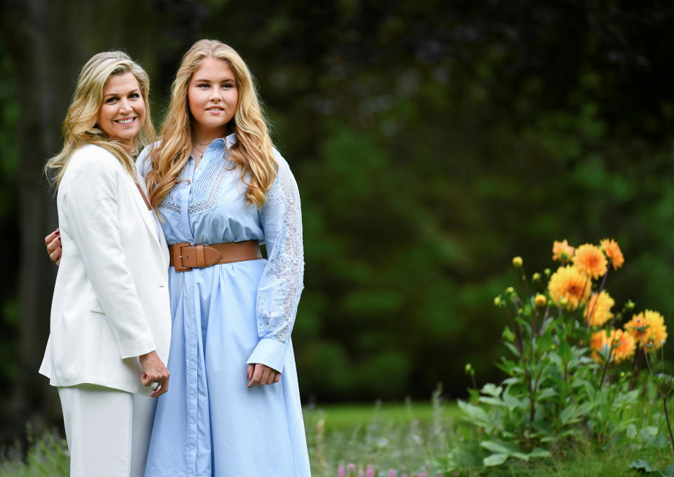 Queen Maxima and Princess Amalia of the Dutch Royal family pose during an official photo session in The Hague, Netherlands July 17, 2020. REUTERS/Piroschka van de Wouw/Pool