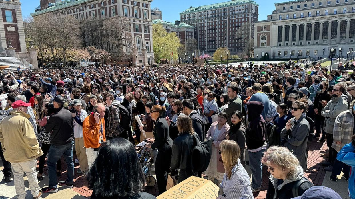 Anti-Israel agitators gather on Columbia University’s campus in New York City