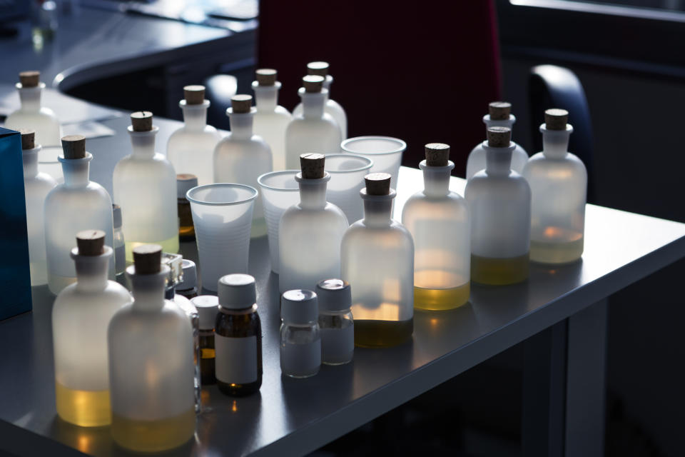 Group of bottles of chemical liquids. (PHOTO: Getty Images)