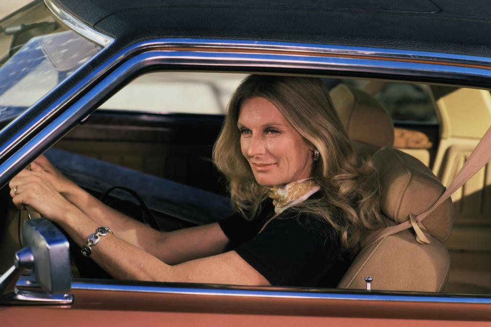 os Angeles, California: Somewhere in the Hollywood area, actress Cloris Leachman is shown driving her car.