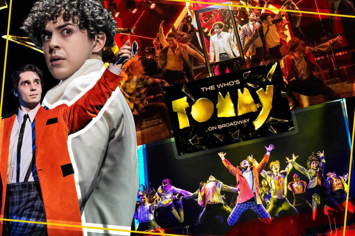 Collage of scenes from The Who's Tommy on Broadway.