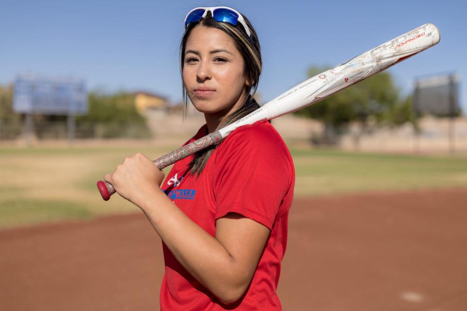 Junior infielder Christalynne Sepulveda prepares with the Americas softball team for the Class 6A Final Four at their practice on Tuesday, May 31, 2022, at Americas High School in El Paso, Texas.
