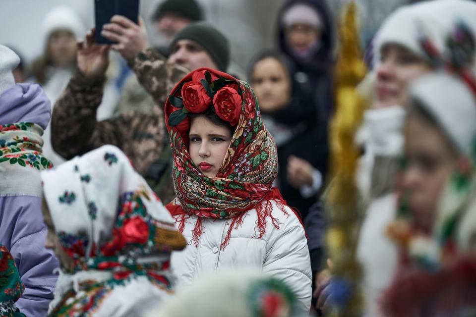 Residents of Kyiv’s Obolon district celebrate Epiphany in Kyiv, Ukraine, on Jan. 6, 2024. (Kostiantyn Liberov/Libkos/Getty Images)