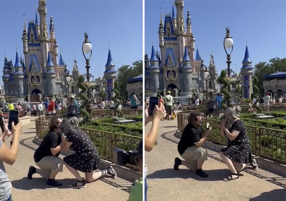 A TikTok user has shared video of her Disney World proposal, which quickly went viral due a surprising detail. Photo: TikTok/herecomemac