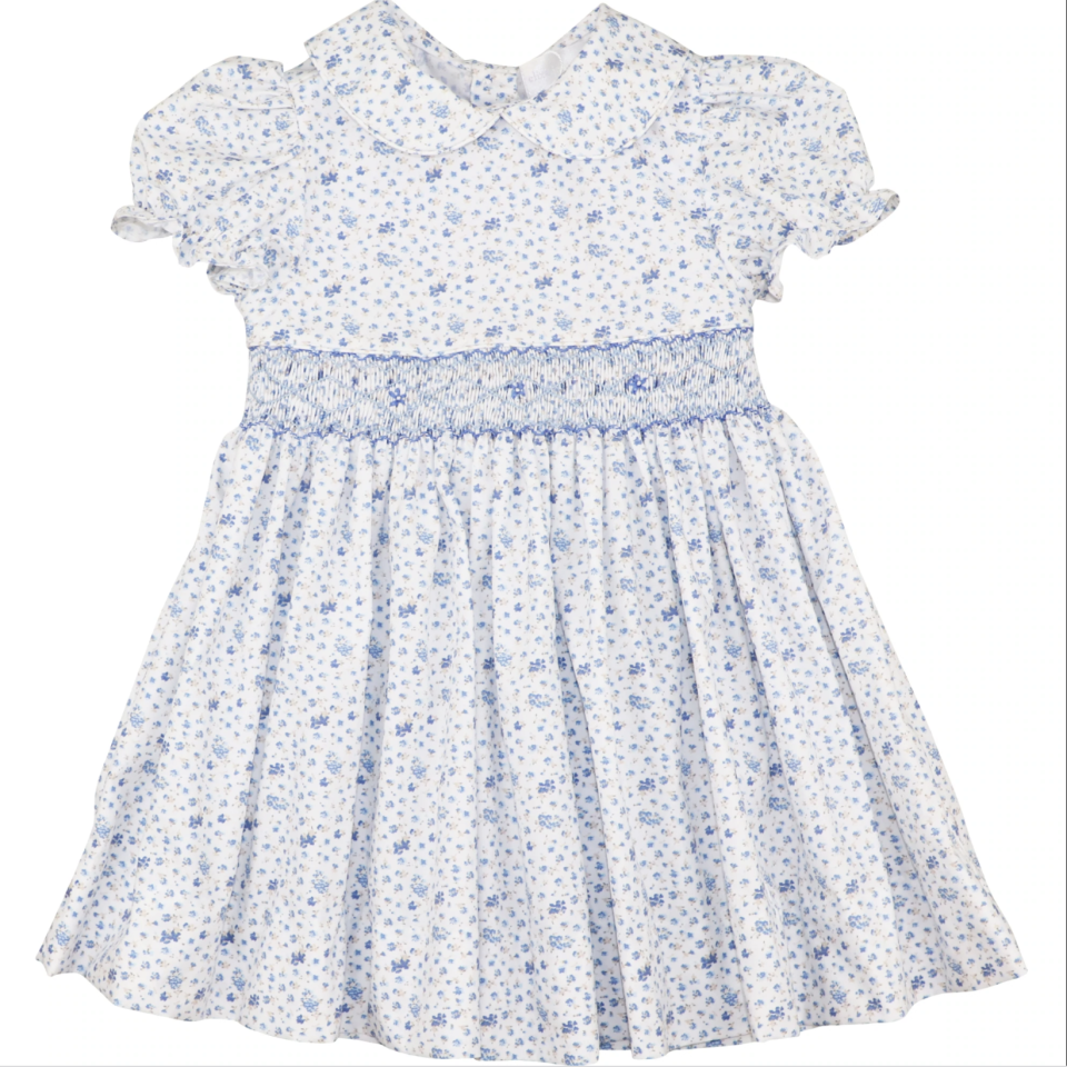 Blue Floral Smocked Dress