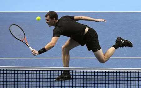 Britain Tennis - Barclays ATP World Tour Finals - O2 Arena, London - 17/11/16 Great Britain's Jamie Murray in action during his doubles match with Brazil's Bruno Soares against Croatia's Ivan Dodig and Brazil's Marcelo Melo Reuters / Toby Melville Livepic