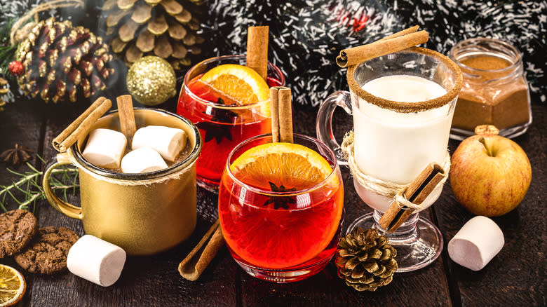 assortment of christmas drinks