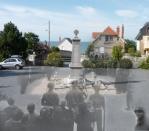 Soldiers honoring Bastille Day in a town in Normandy. The monument still stands.<br><br>(<a href="http://www.flickr.com/photos/hab3045/collections/72157629378669812/" rel="nofollow noopener" target="_blank" data-ylk="slk:Courtesy of Jo Teeuwisse;elm:context_link;itc:0;sec:content-canvas" class="link ">Courtesy of Jo Teeuwisse</a>)