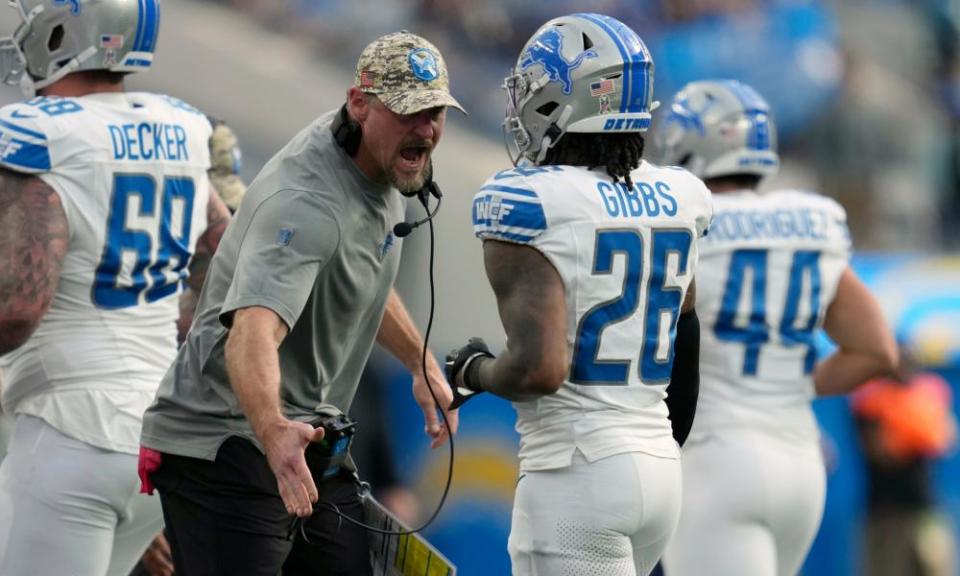 Dan Campbell was in typically animated form during Sunday’s win for the Lions.