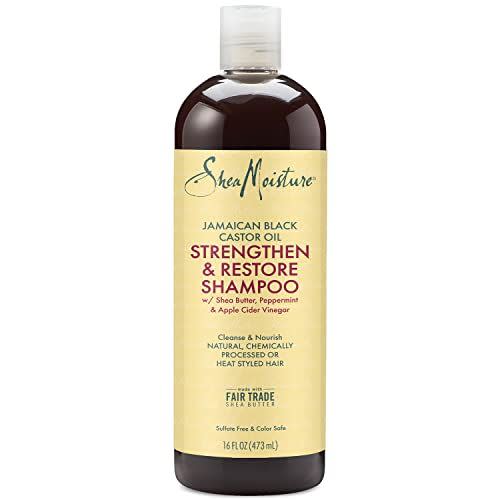 <p><strong>Shea Moisture</strong></p><p>amazon.com</p><p><strong>$13.28</strong></p><p><a href="https://www.amazon.com/dp/B00MXD137Q?tag=syn-yahoo-20&ascsubtag=%5Bartid%7C10067.g.40158051%5Bsrc%7Cyahoo-us" rel="nofollow noopener" target="_blank" data-ylk="slk:Shop Now" class="link ">Shop Now</a></p><p>People with curls, coils, and kinks can also struggle with thinning hair and hair loss caused by heat-styling or chemical treatments. This clarifying cleanser that's rich in Jamaican black castor oil, shea butter, peppermint, and apple cider vinegar helps transform dry and brittle hair into luscious locks instantly. </p>