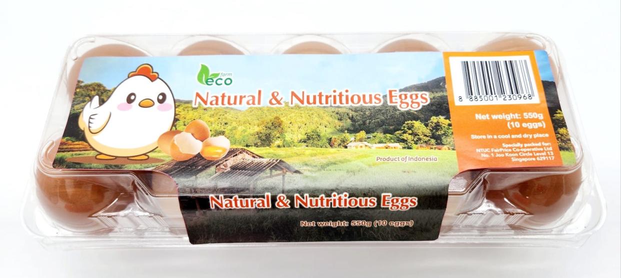 Starting 13 May, 'Eco Farm Fresh Eggs' from Indonesia will be available at 64 FairPrice supermarkets, FairPrice Finest, and FairPrice Xtra hypermarkets across Singapore. A pack of 10 eggs will cost S$3.40 and will be introduced to more stores gradually.