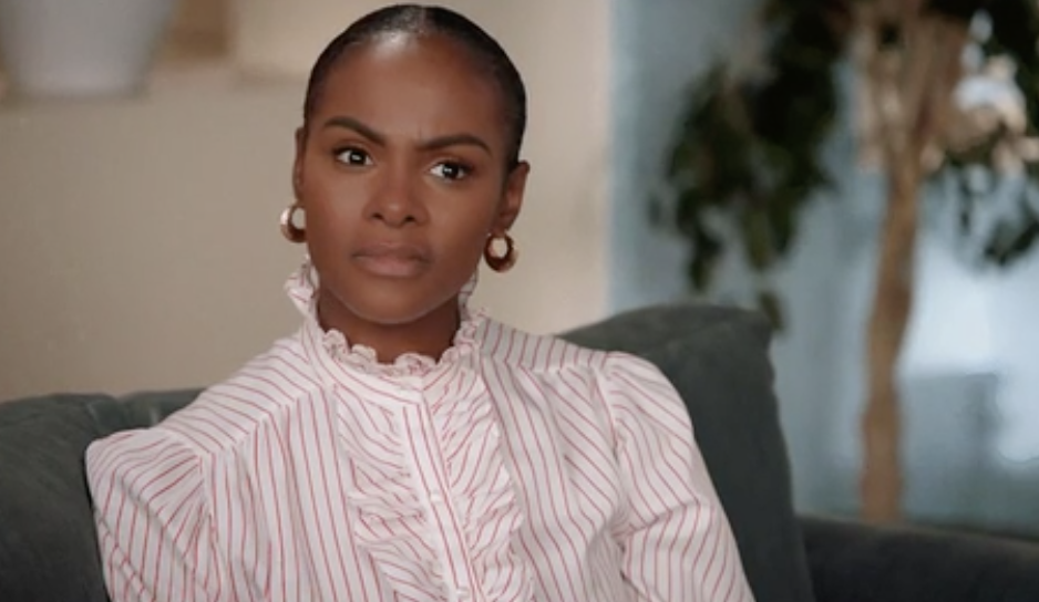 Tika Sumpter looking shocked in a scene from "Mixed-ish"