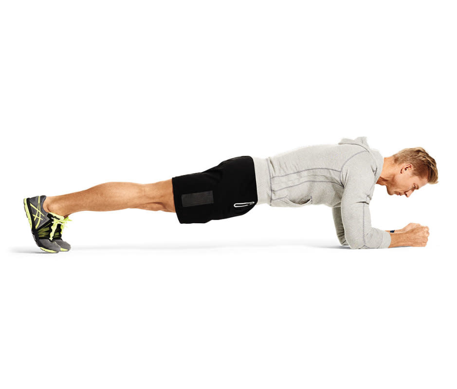 How to do it:<ol><li>Begin in a forearm plank.</li><li>Push from your triceps, placing your right hand on the ground, then your left hand, gradually rising to pushup position.</li><li>Return to the forearm plank by placing your right forearm down, then your left. Alternate which arm leads the movement.<br><br></li></ol>