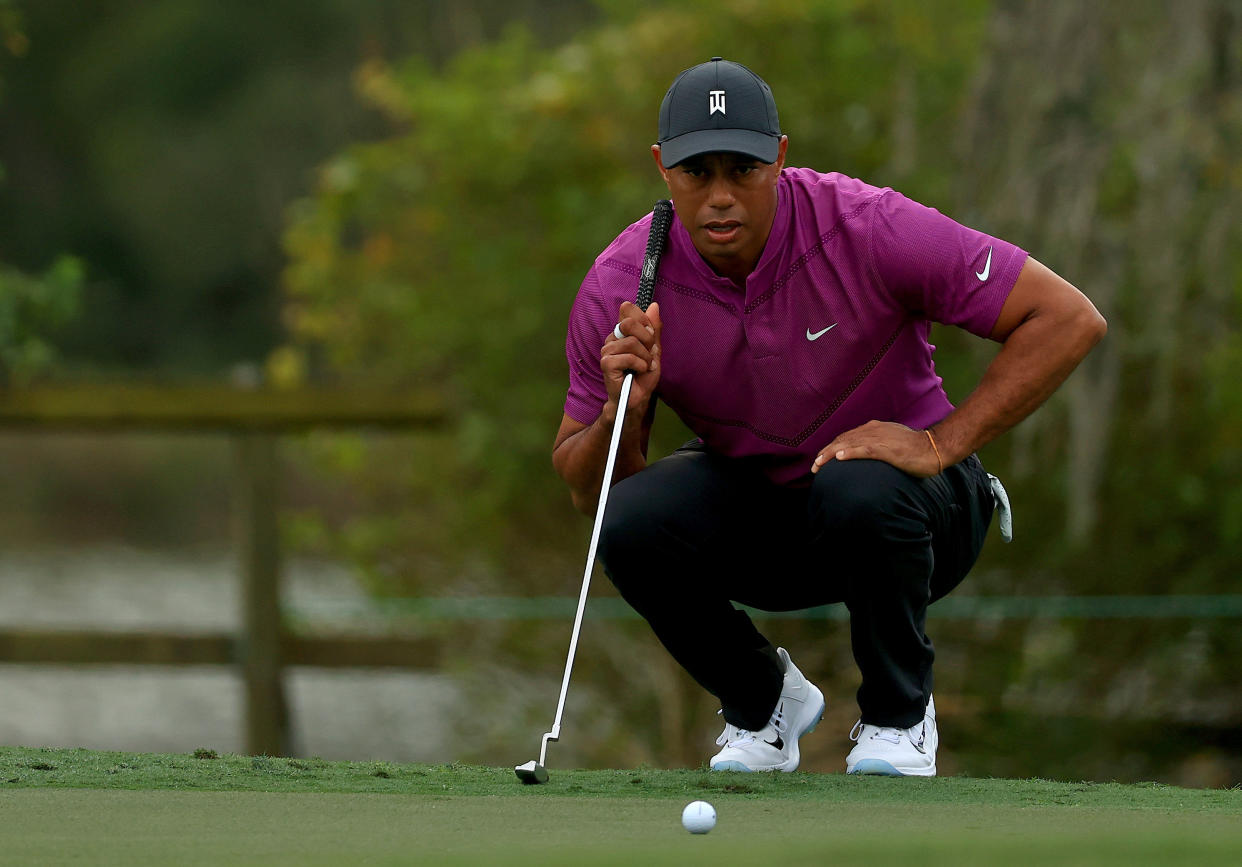 A backup putter owned by Tiger Woods sold for a record price at auction. (Mike Ehrmann/Getty Images)