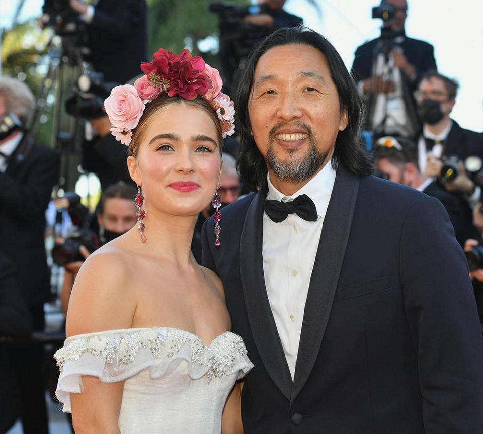 Haley Lu Richardson and director Kogonada attend the Stillwater screening during the 74th annual Cannes Film Festival on July 08, 2021 in Cannes, France. - Credit: Dominique Charriau/WireImage