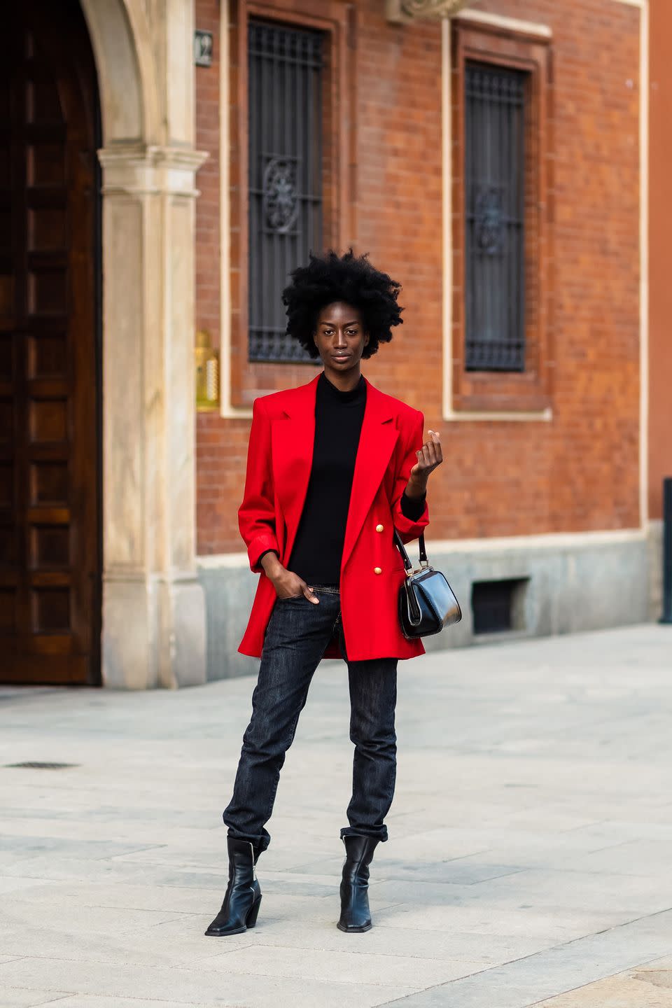 <p>A red jacket never looked so cool.</p>