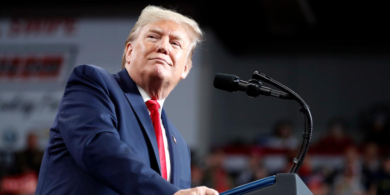 President Donald Trump speaks at a campaign rally, Thursday, Jan. 9, 2020, in Toledo, Ohio. (AP Photo/ Jacquelyn Martin)