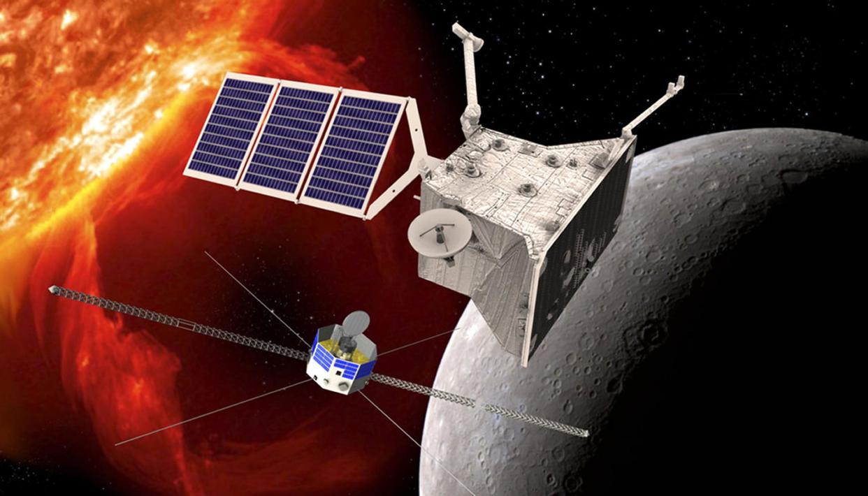 An artist's impression of the two BepiColombo orbiters: PA