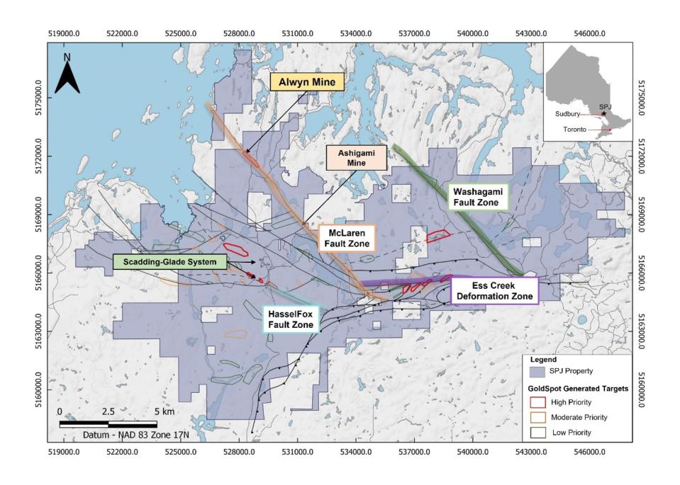 Location of Alwyn Mine on MacDonald Mines' SPJ Property.