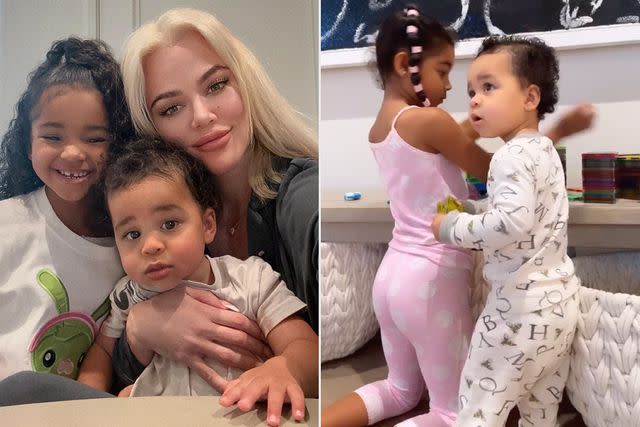 <p>Khloe Kardashian/Instagram </p> Khloé Kardashian with daughter True and son Tatum