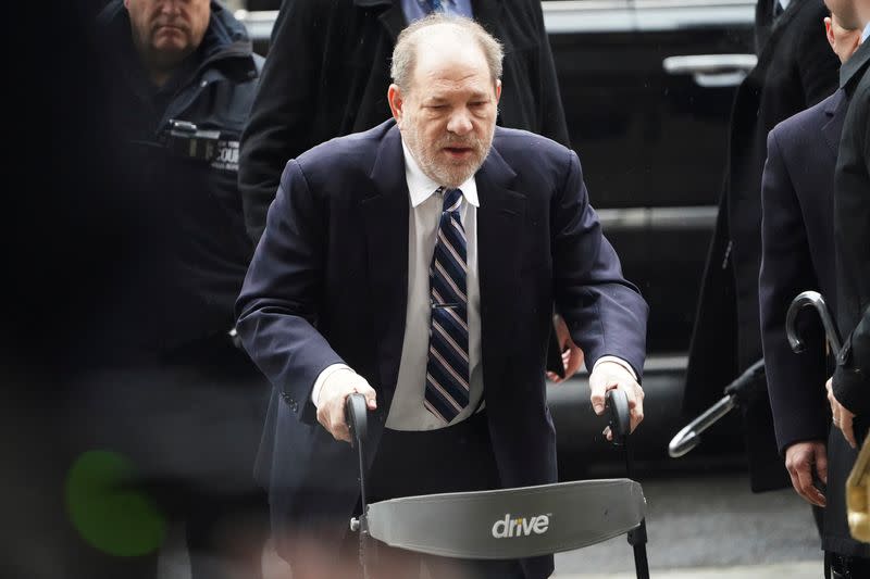 Film producer Harvey Weinstein arrives at New York Criminal Court during his ongoing sexual assault trial in the Manhattan borough of New York City